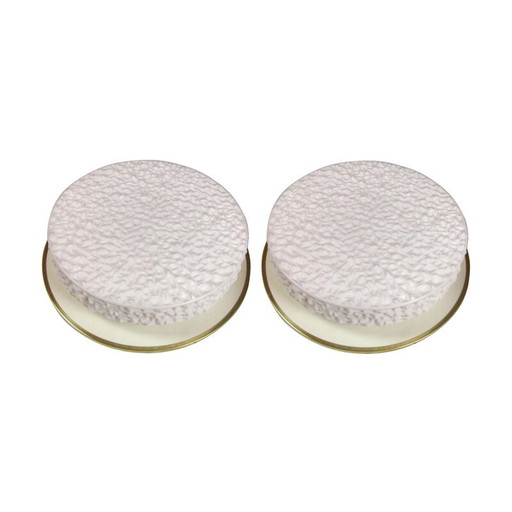 Paar Vintage Wandlampen aus weißem Metall und Messing für Arteluce