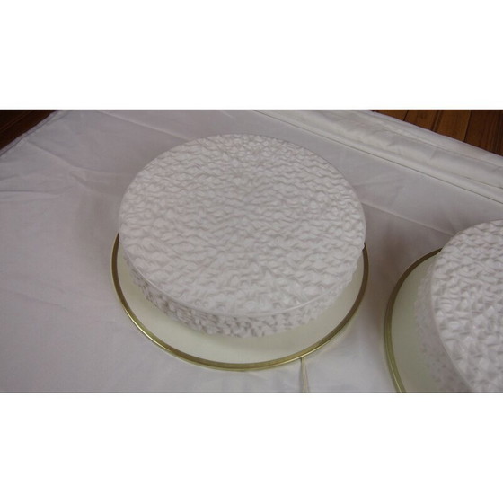 Image 1 of Paar Vintage Wandlampen aus weißem Metall und Messing für Arteluce