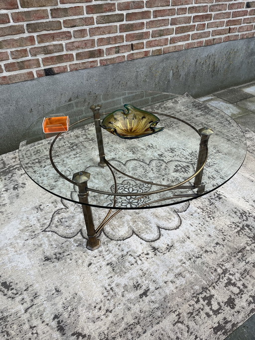Vintage Hollywood Regency Stil Messing/Glas Couchtisch