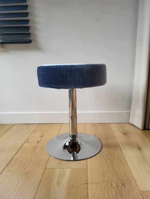 Vintage Hocker Tulpenfuß Chrom