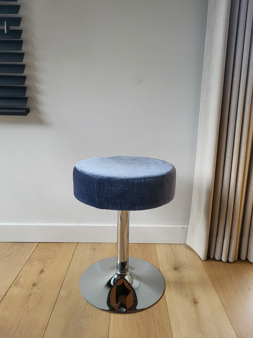 Vintage Hocker Tulpenfuß Chrom