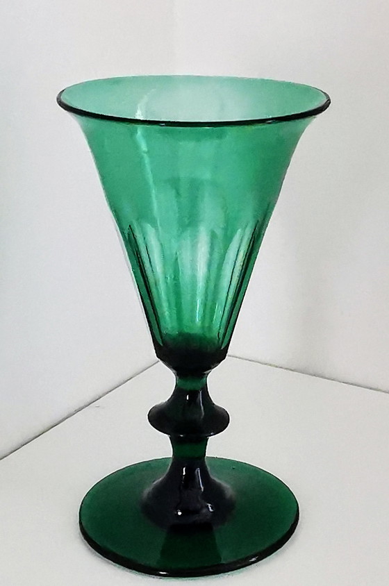 Image 1 of 6 Stück Rheinische Weingläser mit Facettenschliff, frühes 19. Jahrhundert