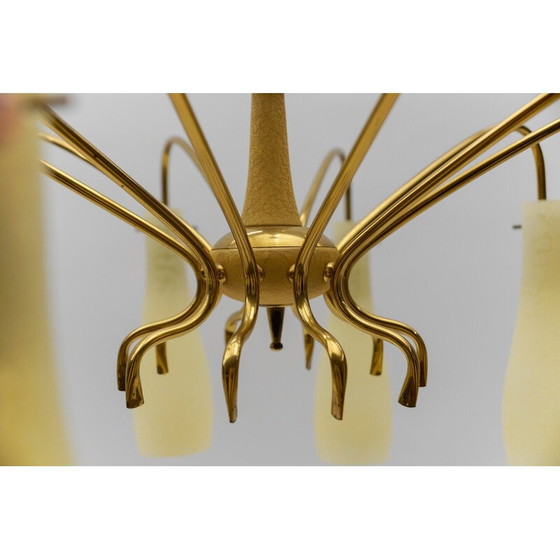 Image 1 of Vintage Sputnik-Kronleuchter aus Messing und Glas mit 10 Lichtern, Italien 1950