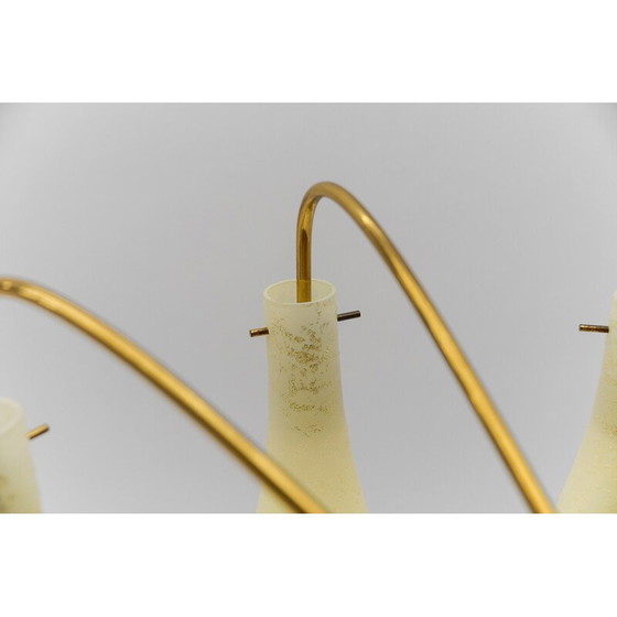 Image 1 of Vintage Sputnik-Kronleuchter aus Messing und Glas mit 10 Lichtern, Italien 1950