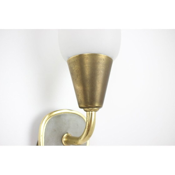 Image 1 of Deutsche Wandlampe aus Messing und Glas, Mid Century, 1960er Jahre