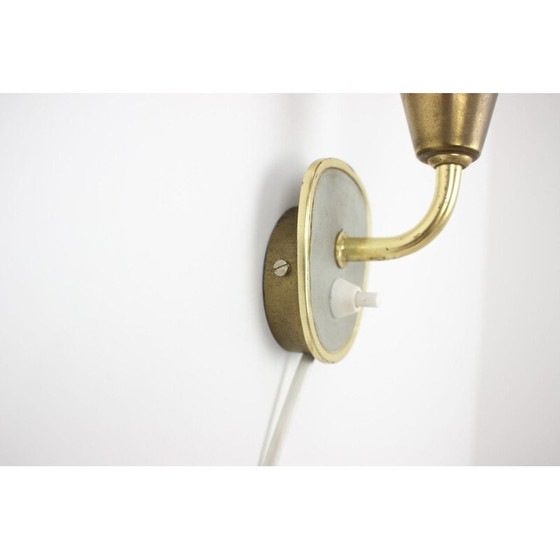 Image 1 of Deutsche Wandlampe aus Messing und Glas, Mid Century, 1960er Jahre