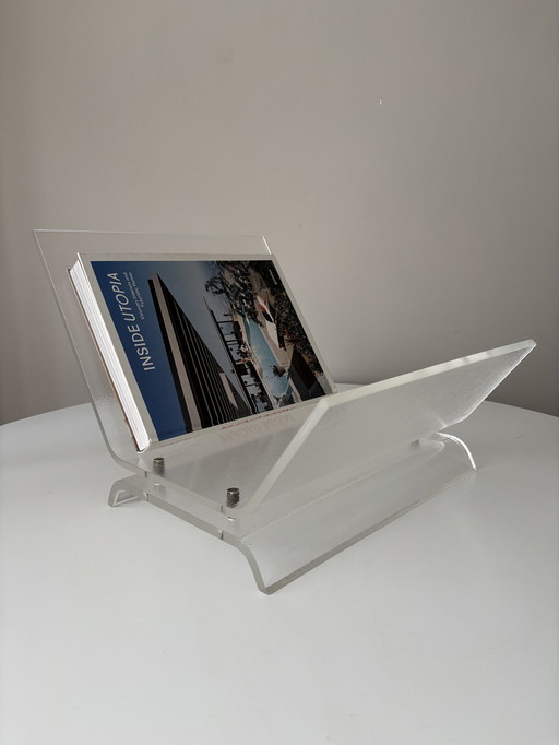 80er Jahre Vintage Magazinhalter gerippt Plexiglas Celeste