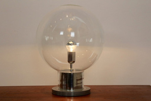 Vintage amsterdam xl globe chrom und glas tischlampe