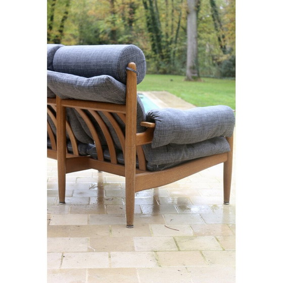 Image 1 of Vintage-Sofa in Eiche und grau melierten Stoffen von Eric Merthen für Ire Møbler, Schweden 1960er Jahre