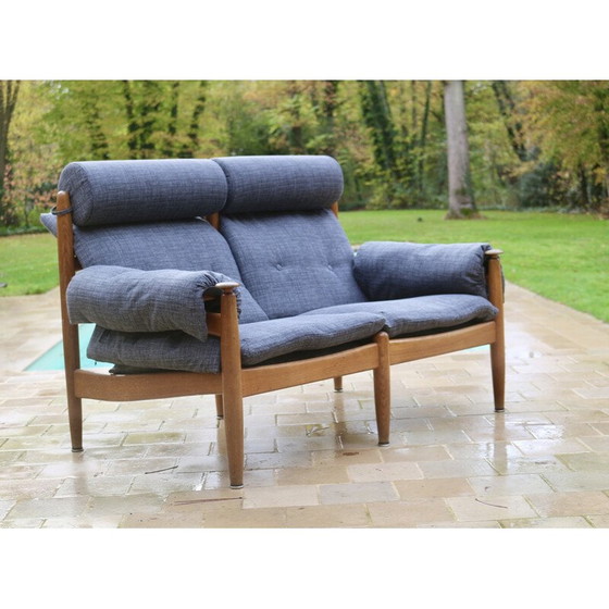 Image 1 of Vintage-Sofa in Eiche und grau melierten Stoffen von Eric Merthen für Ire Møbler, Schweden 1960er Jahre