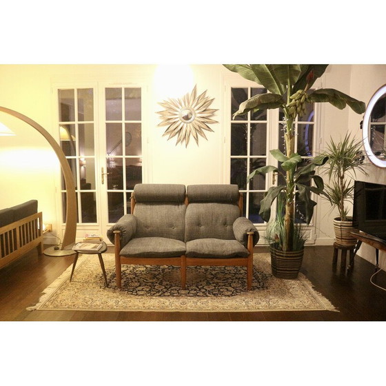 Image 1 of Vintage-Sofa in Eiche und grau melierten Stoffen von Eric Merthen für Ire Møbler, Schweden 1960er Jahre
