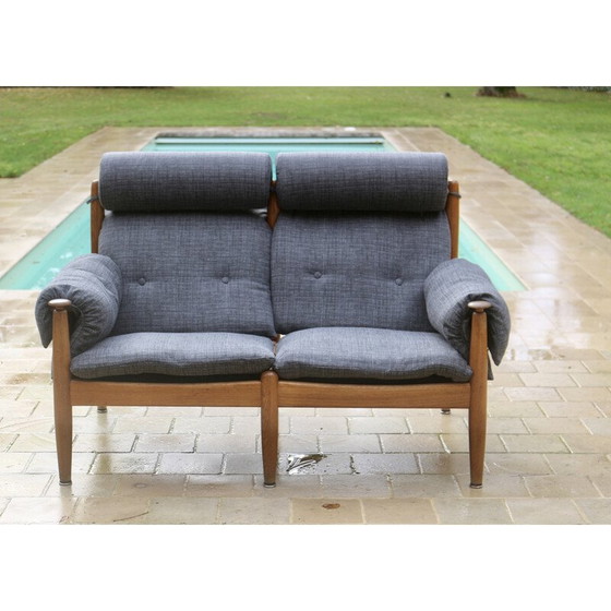 Image 1 of Vintage-Sofa in Eiche und grau melierten Stoffen von Eric Merthen für Ire Møbler, Schweden 1960er Jahre