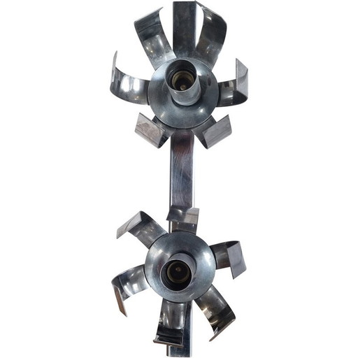 Vintage "Fleur de lumière" Wandleuchte aus verchromtem Aluminium von Jacqueline Trocmé für Oxar, 1970
