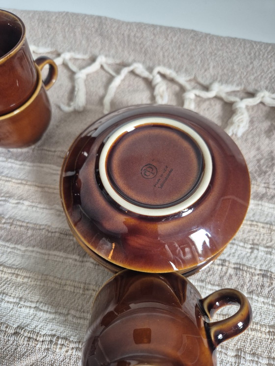 Image 1 of Set Vintage Cp Colditz Porzellan Deutsche Kaffeetassen - Braun