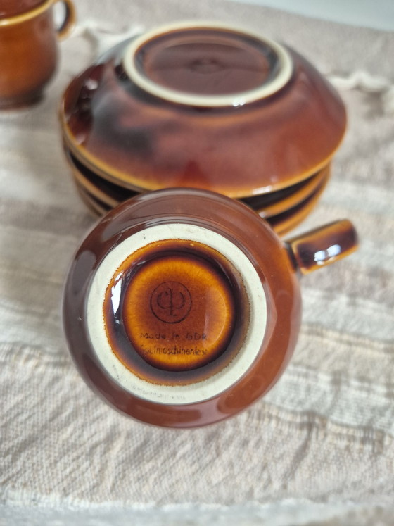 Image 1 of Set Vintage Cp Colditz Porzellan Deutsche Kaffeetassen - Braun