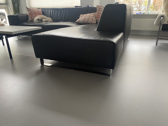 Image 1 of Goossens Schwarzes Leder-Ecksofa