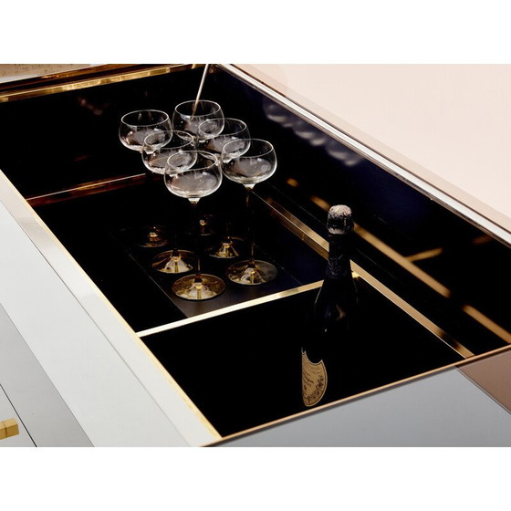 Image 1 of Vintage Anrichte aus verchromtem Messing von Pigneres 1969