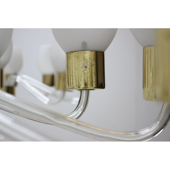 Image 1 of Paar alte Kronleuchter aus Glas und Messing von Kamenický Šenov, Tschechoslowakei 1960