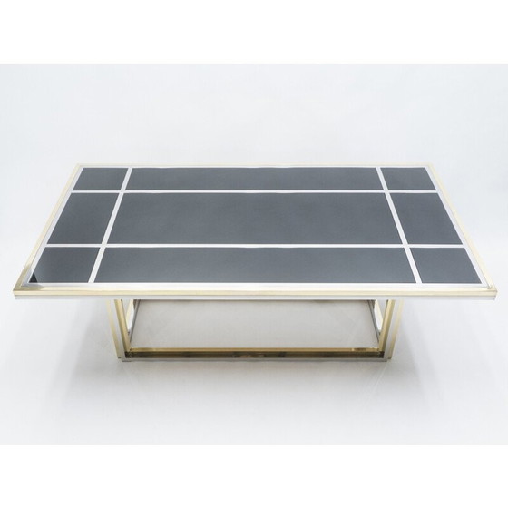 Image 1 of Vintage-Tisch aus Chrom, Messing und schwarzem Glas von Romeo Rega für Metalarte, 1970
