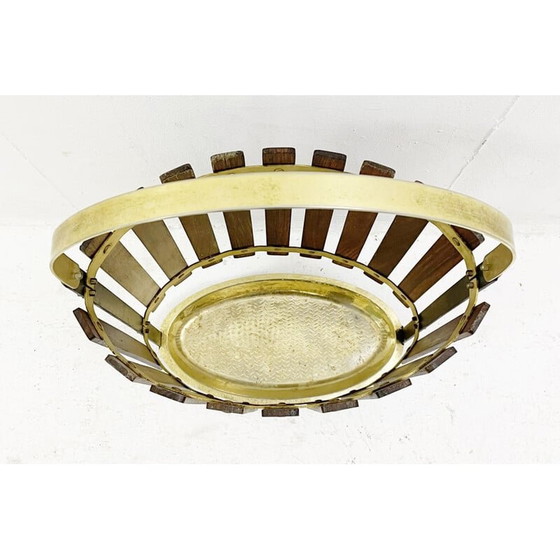 Image 1 of Vintage Schirmständer aus Holz und Messing, Italien 1950