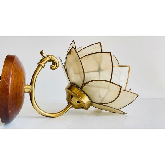 Image 1 of Wandlampe mit Blumen aus Perlmutt und Messing