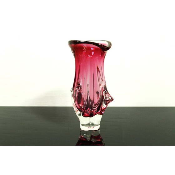 Image 1 of 6 Gläser aus rosa und blauem metallurgischem Glas von Miroslav Klinger für Železný Brod, 1960