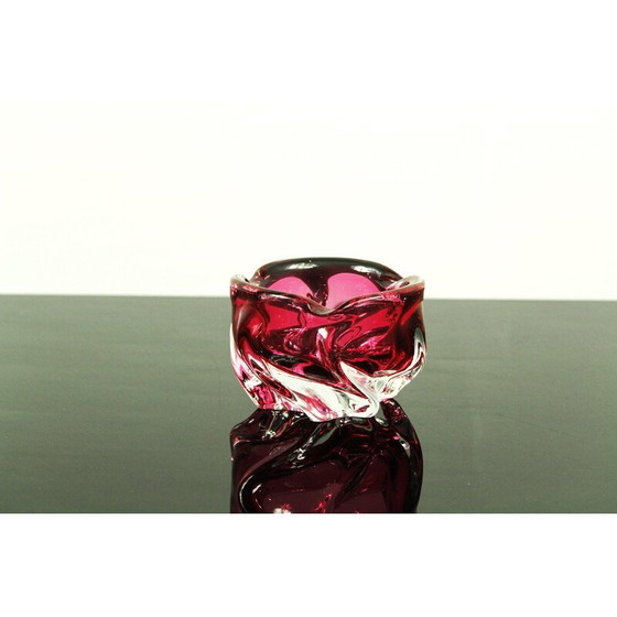 Image 1 of 6 Gläser aus rosa und blauem metallurgischem Glas von Miroslav Klinger für Železný Brod, 1960