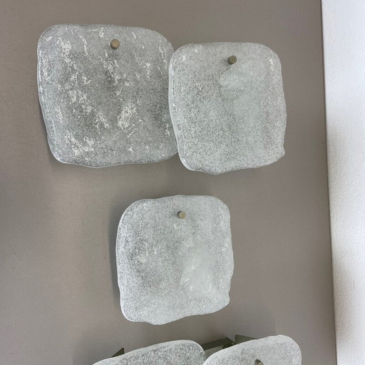 Satz von 3 Wandlampen aus Eisglas von J.T. Kalmar für Kalmar Franken Kg, Österreich 1960er Jahre