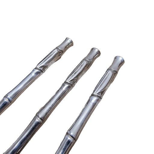 Vintage Versilberte Bambus Motiv Teelöffel 1980s