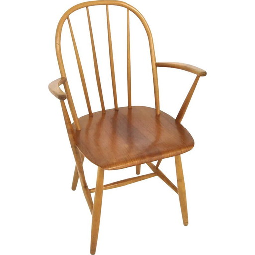 Vintage "Pinnstol" Sessel in Teak und Buche, Schweden 1960