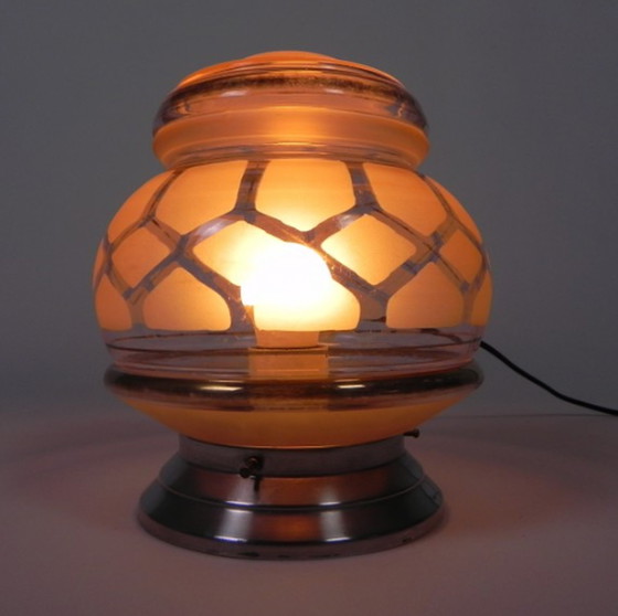 Image 1 of Art déco Deckenlampe mit Glasschirm, 1930er Jahre