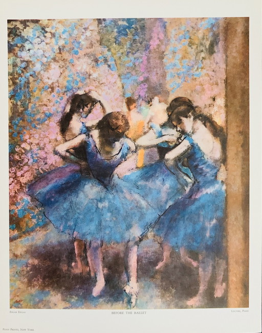 Edgar Degas: "Vor dem Ballett, Louvre Paris". Auf der Platte signiert.