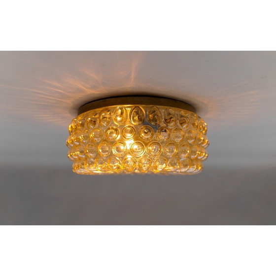 Image 1 of Deckenlampe aus bernsteinfarbenem, blasigem Glas, 1960