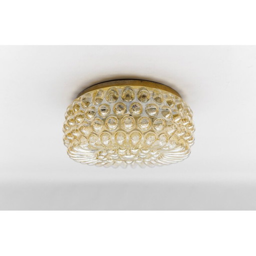 Deckenlampe aus bernsteinfarbenem, blasigem Glas, 1960