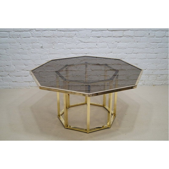 Image 1 of Vintage Couchtisch aus Messing und Glas von Romeo Rega, Italien 1970