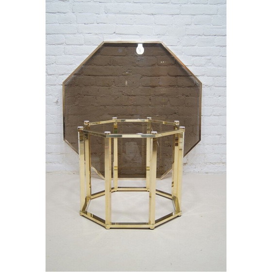 Image 1 of Vintage Couchtisch aus Messing und Glas von Romeo Rega, Italien 1970