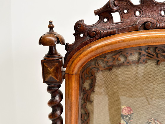 Image 1 of Antiker viktorianischer Needlepoint-Kaminschirm