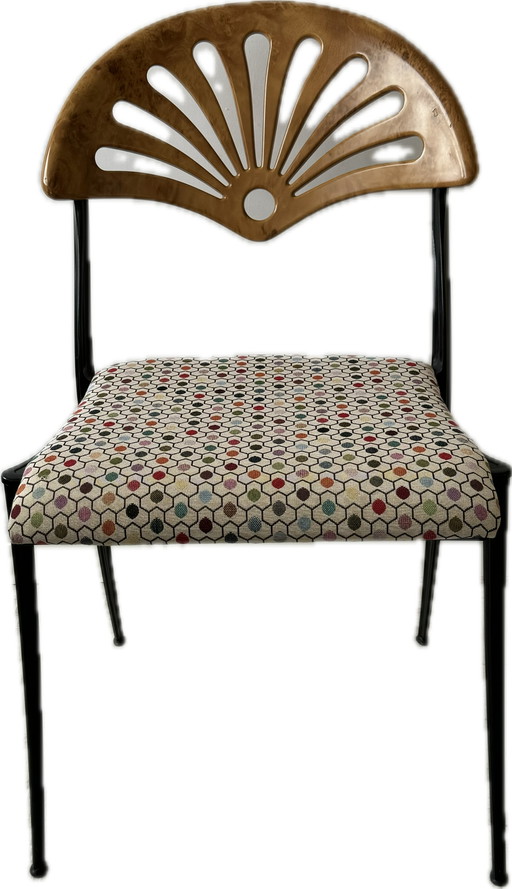 Set aus 3 neu bezogenen Esszimmerstühlen von CORO ORIGLIA. Italienisches Design der 80er Jahre.