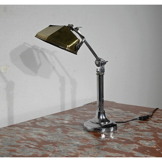 Image 1 of Vintage Schreibtischlampe mit goldenem Metallschirm, 1930
