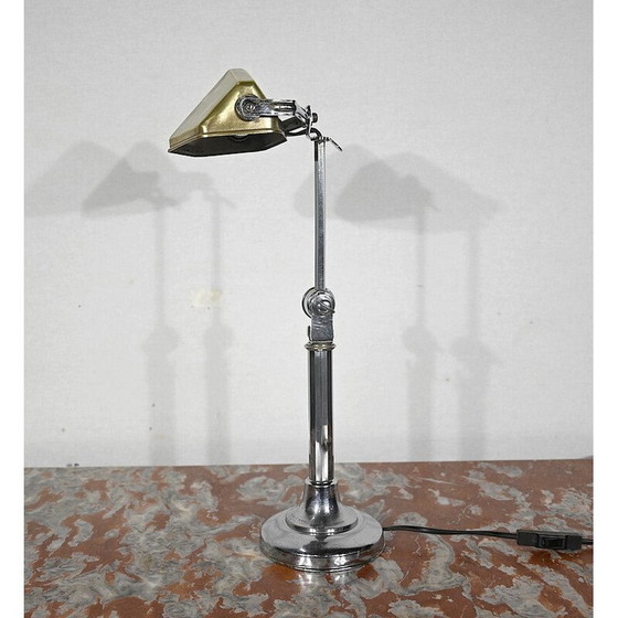 Image 1 of Vintage Schreibtischlampe mit goldenem Metallschirm, 1930