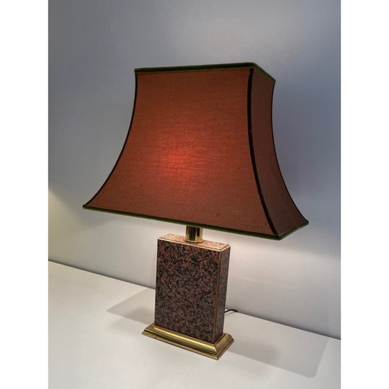 Image 1 of Paar chinesische Vintage-Lampen aus bedrucktem Holz und vergoldetem Metall mit Pagodenschirm