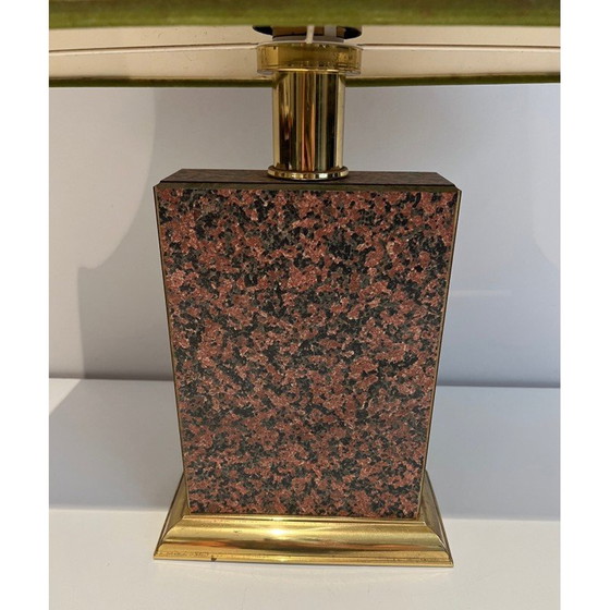 Image 1 of Paar chinesische Vintage-Lampen aus bedrucktem Holz und vergoldetem Metall mit Pagodenschirm