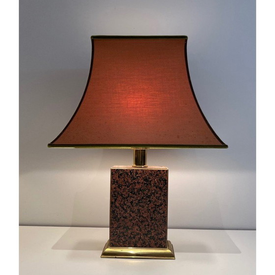 Image 1 of Paar chinesische Vintage-Lampen aus bedrucktem Holz und vergoldetem Metall mit Pagodenschirm