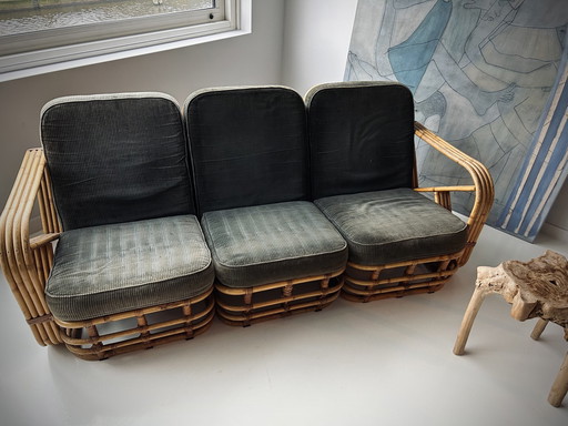 Rattan-Sofa - Paul Frankl Stil