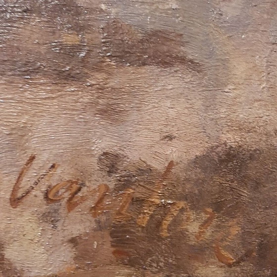 Image 1 of Vintage-Gemälde "Ein Fischer bei der Arbeit" von Mogens Vantore, Dänemark 1890