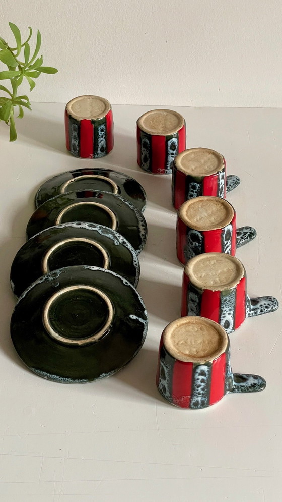 Image 1 of 6 Tassen Und Untertassen Kunstkeramik Luc Vallauris Vintage