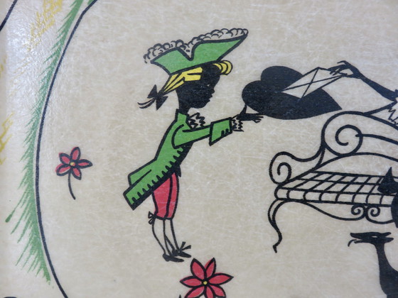 Image 1 of Fiberglas-Tablett, Naive Zeichnung, Marke Sadac, Frankreich, Jahre 50 60