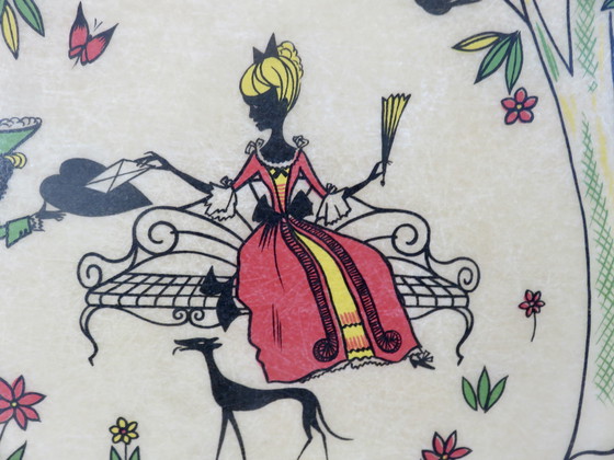 Image 1 of Fiberglas-Tablett, Naive Zeichnung, Marke Sadac, Frankreich, Jahre 50 60