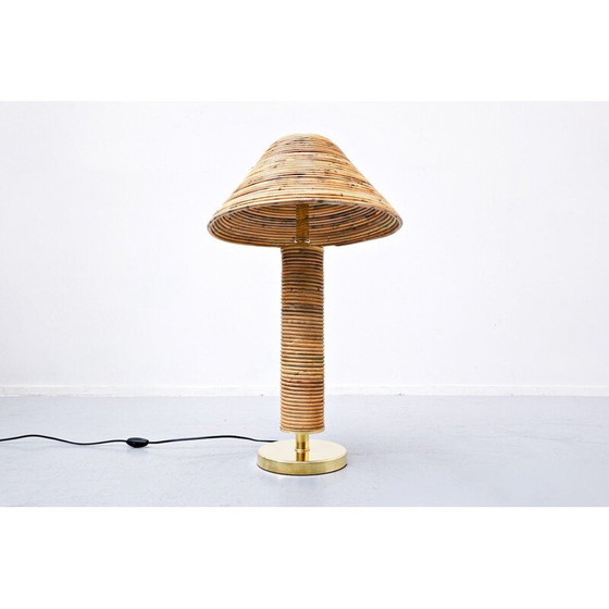 Image 1 of Paar alte Tischlampen aus Messing und Bambus, Italien