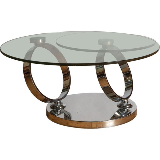 Image 1 of Vintage Couchtisch aus Glas und Chrom, 1980